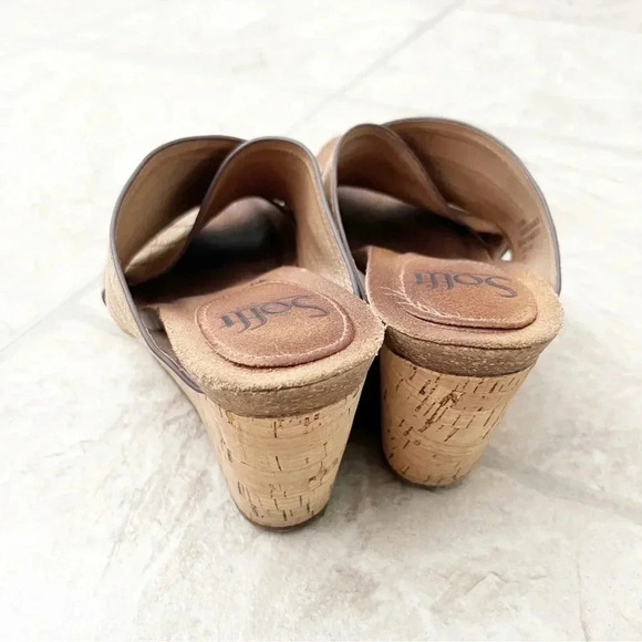 Sofft Leather Ciera Croc Embossed Wood Wedge Open Toe Sandals Shoes Size 6 - Picture 5 of 8